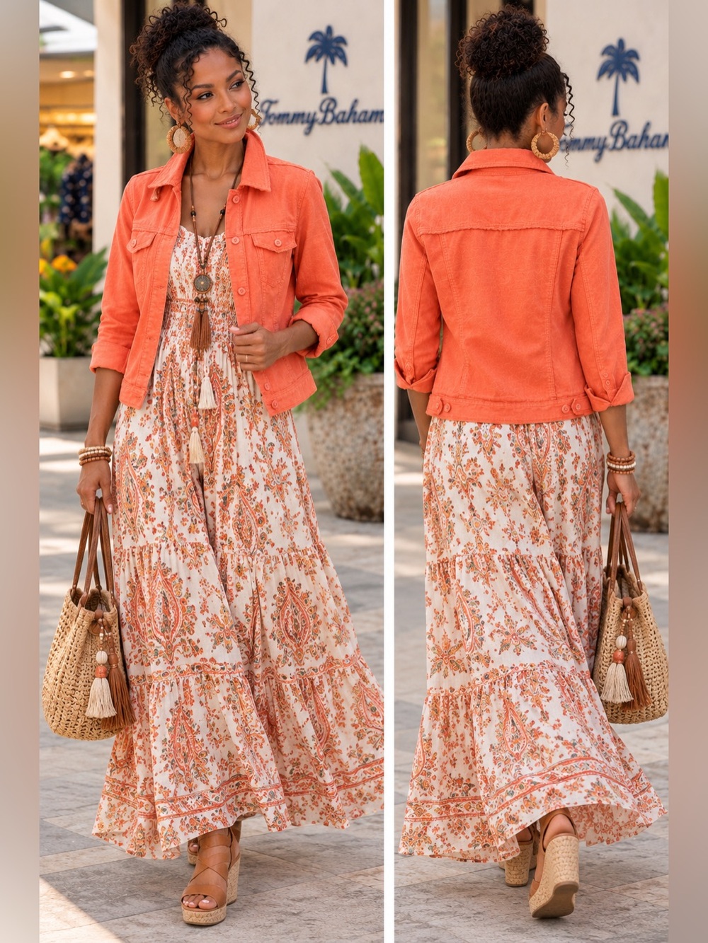 Tommy Bahama Women's Coral-Orange Linen Jacket M